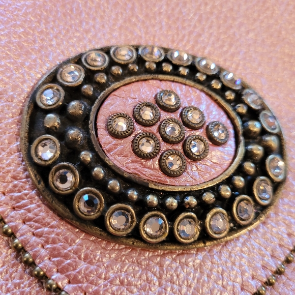 Leatherock Medallion Rhinestone Studded Chain Crossbody Purse Phone Bag - Picture 6 of 15